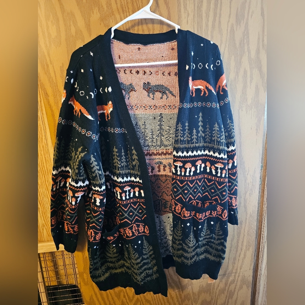BloomChic Fall Fox Knit Cardigan